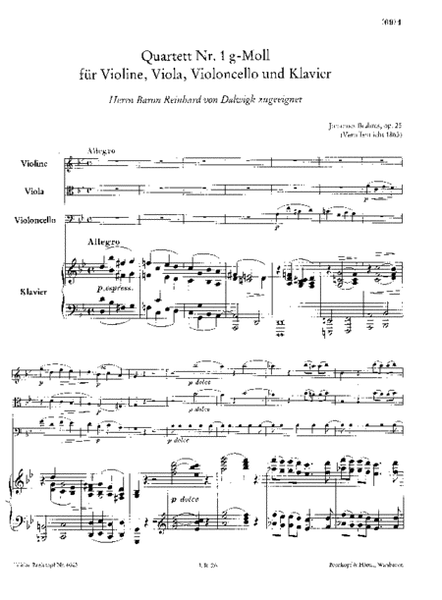 Piano Quartet No. 1 in G minor Op. 25