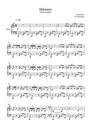 Habanera from Carmen for Piano with chords.