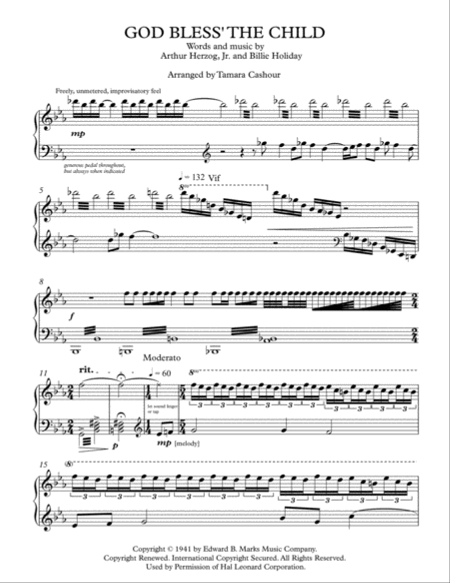 God Bless' The Child Piano Solo scores gallery preview page 3