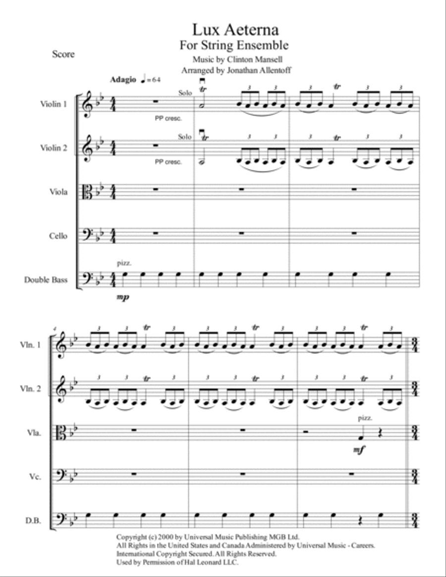 Lux Aeterna String Orchestra scores gallery preview page 2