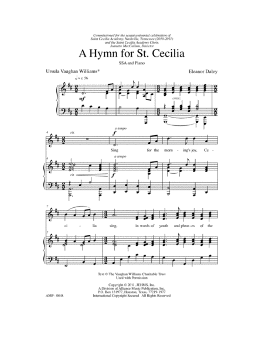 A Hymn for St. Cecilia A Hymn for St. Cecilia SSA scores gallery preview page 2