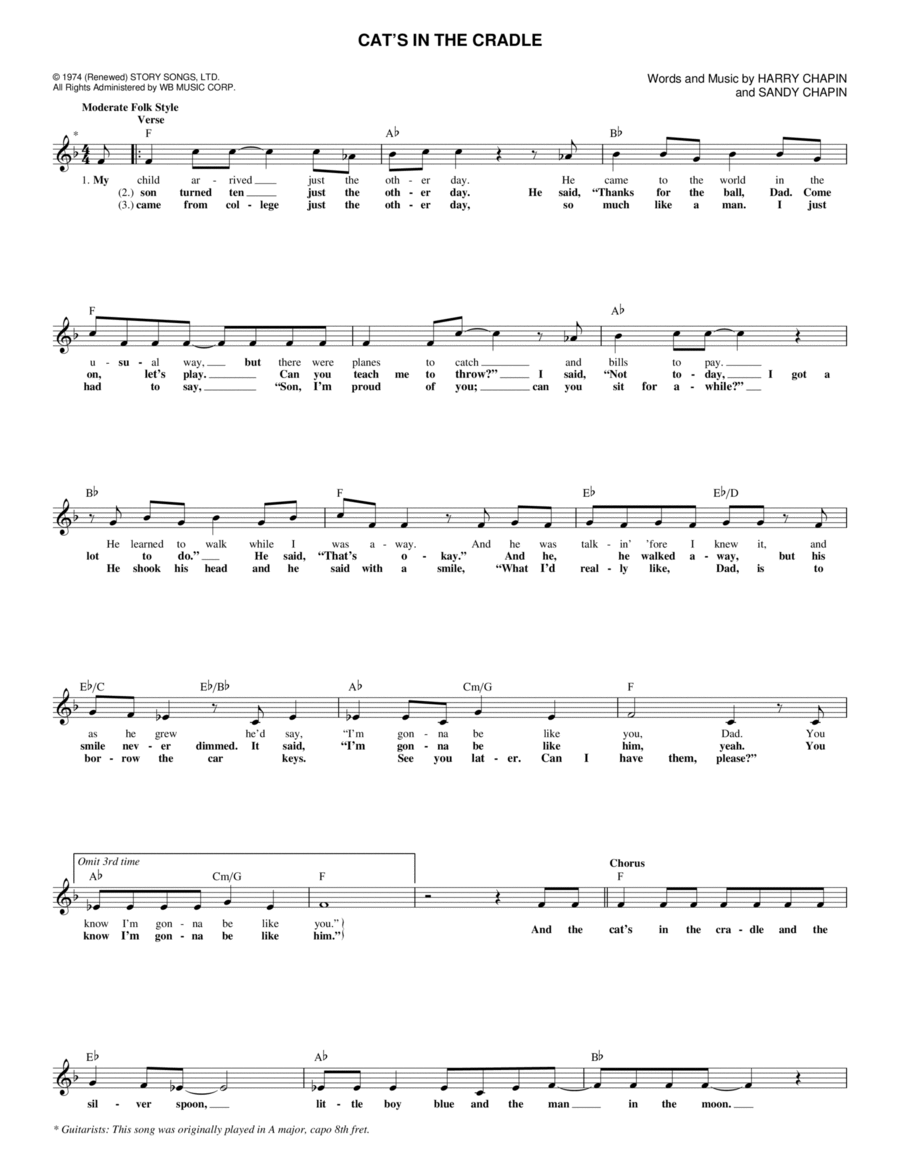 Cat's In The Cradle Piano scores gallery preview page 1
