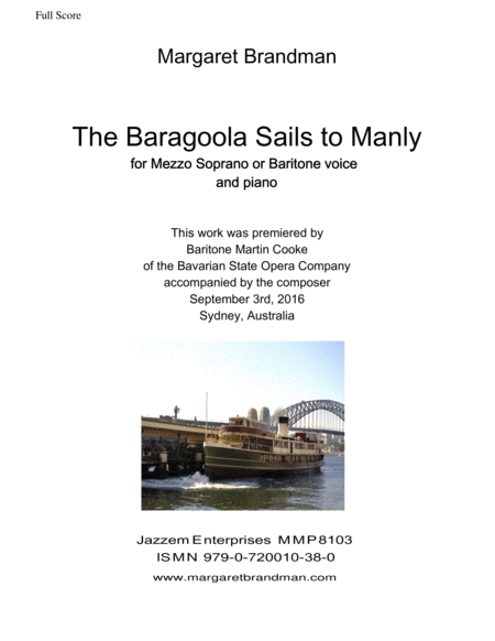 The Baragoola Sails to Manly by Margaret Brandman Medium Voice - Digital Sheet Music