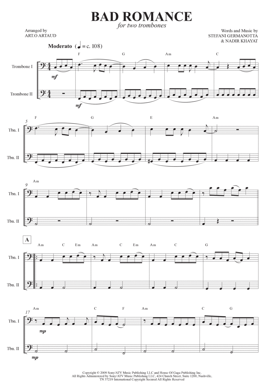 Bad Romance Easy Piano scores gallery preview page 1