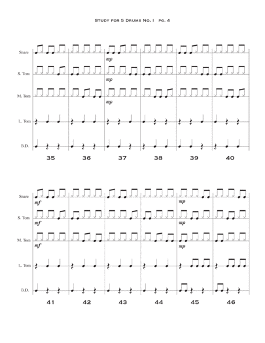 Study for 5 Drums No. 1 Study for 5 Drums No. 1 Percussion Ensemble scores gallery preview page 5