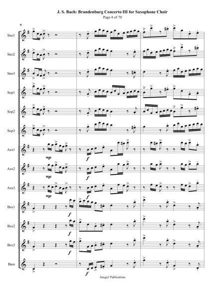 Bach: Brandenburg Concerto No. 3 for Saxophone Choir image number null