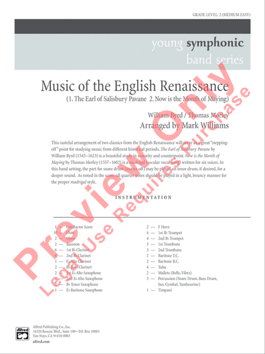 Music of the English Renaissance Concert Band scores gallery preview page 2