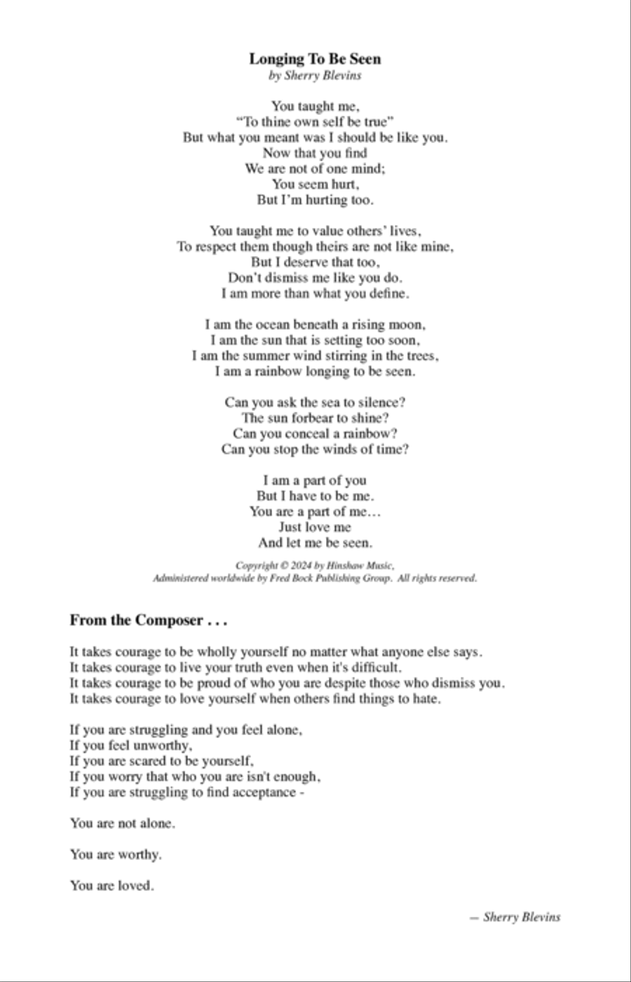 Longing To Be Seen 4-Part scores gallery preview page 10