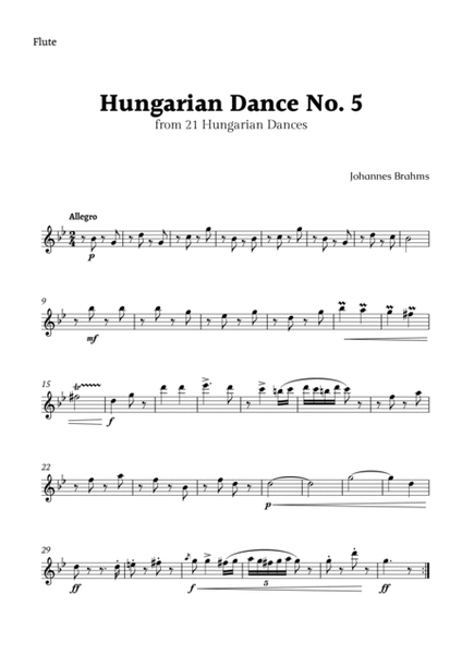 Hungarian Dance No. 5 by Brahms for Woodwinds Trio image number null