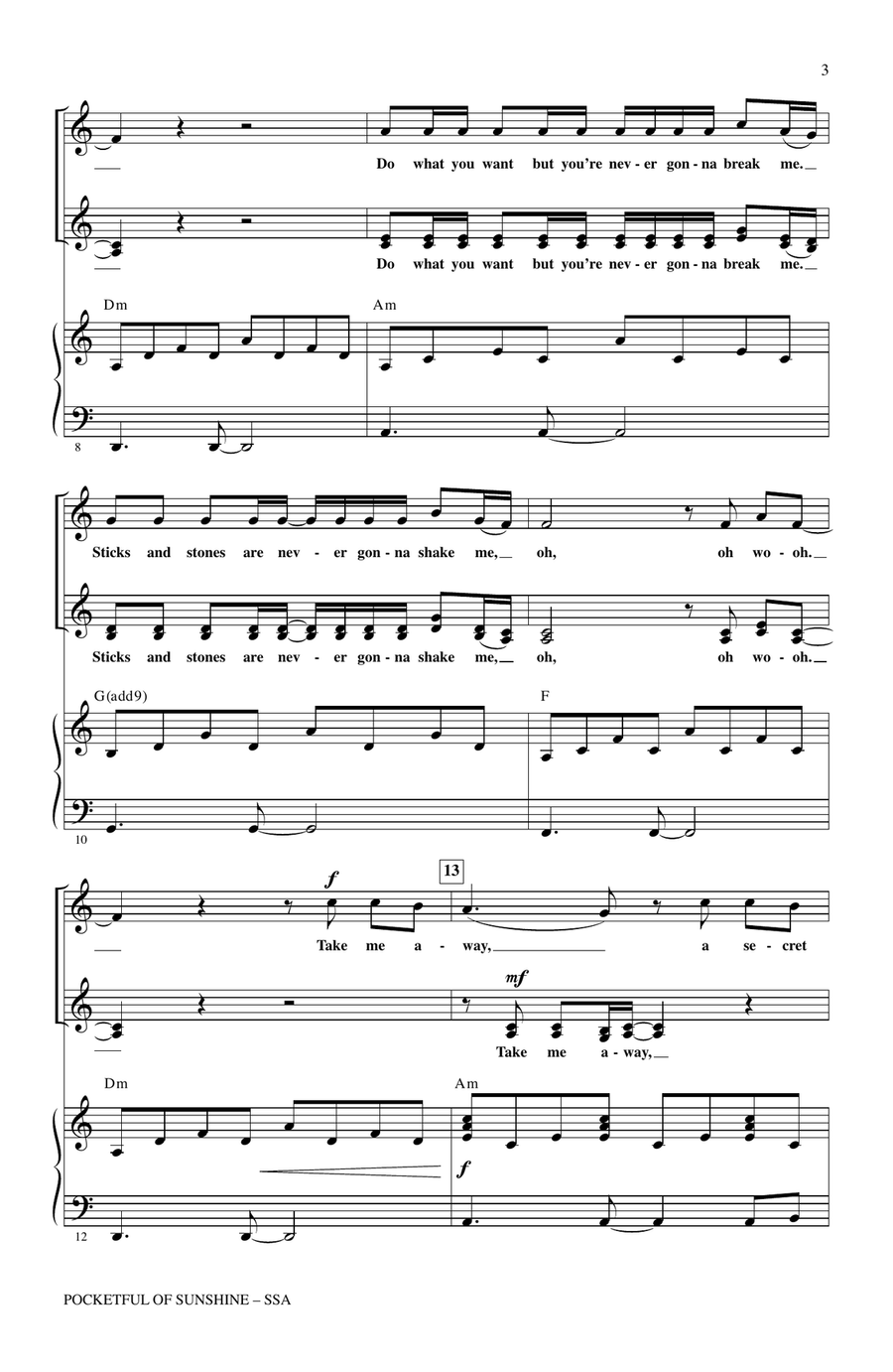 Pocketful Of Sunshine by Natasha Bedingfield SSA - Digital Sheet Music page 2
