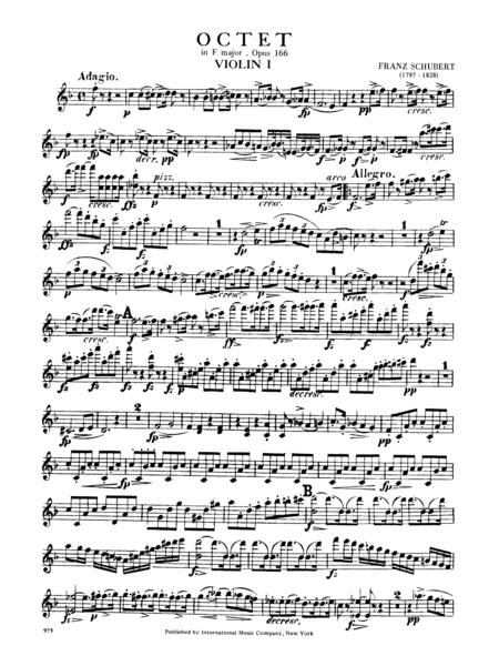 Octet In F Major, Opus 166 For String Quartet, String Bass, Clarinet, Horn & Bassoon