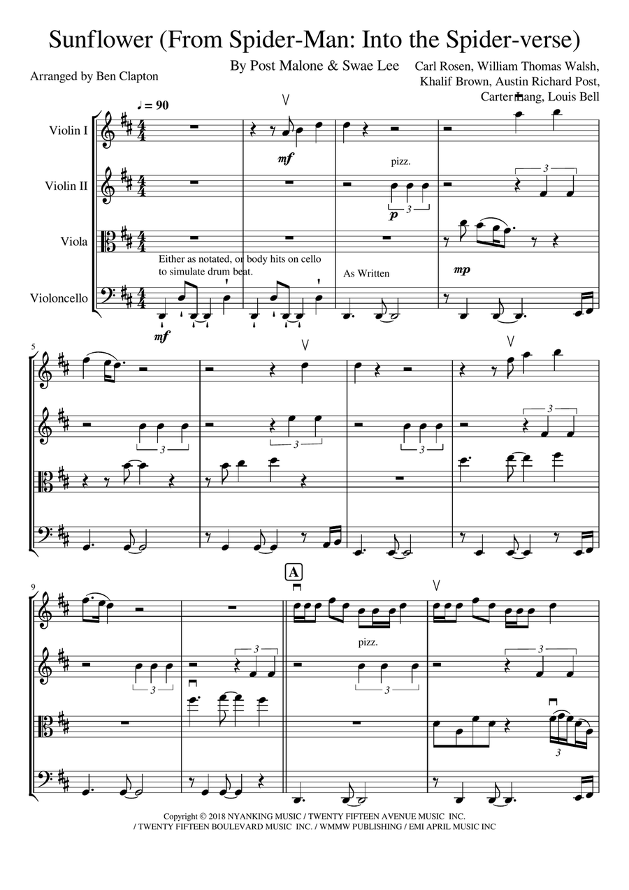 Sunflower String Quartet scores gallery preview page 1
