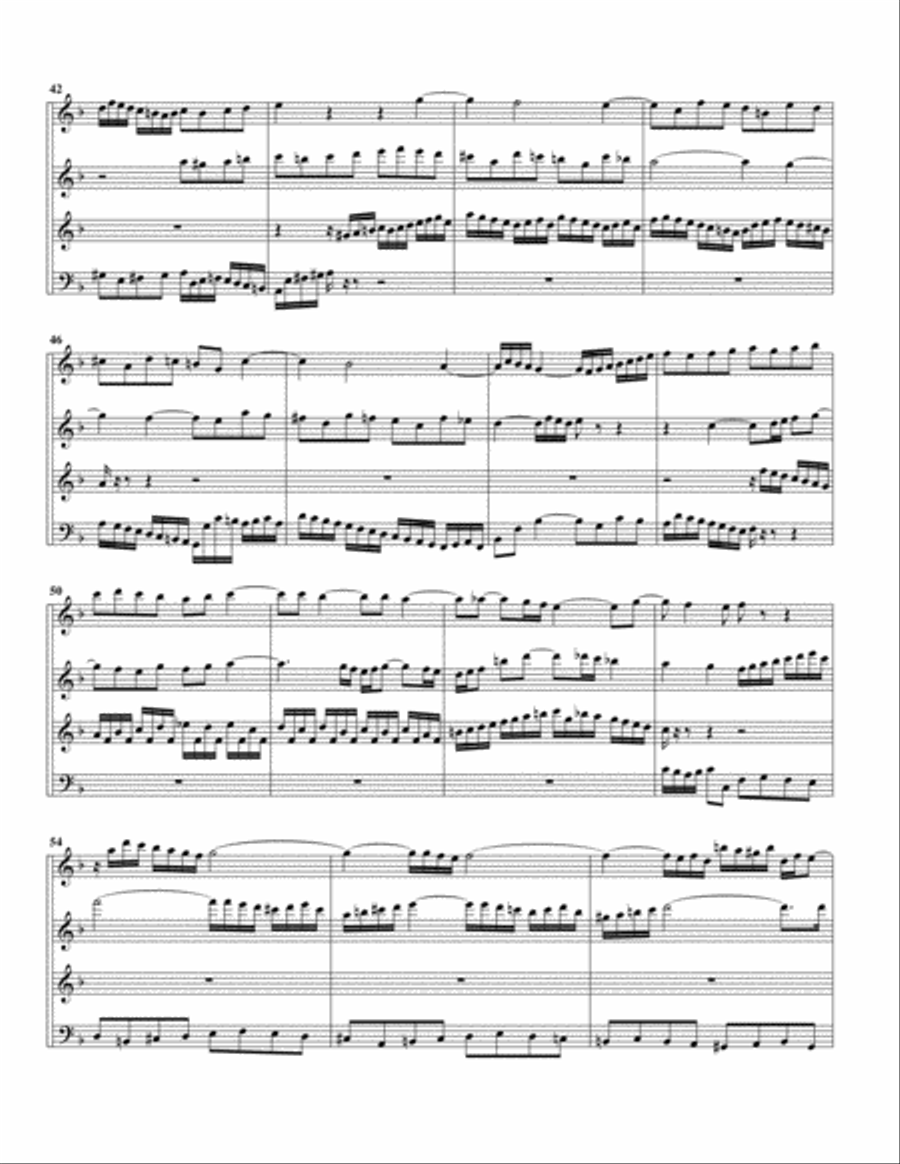 Fugue for organ, BWV 544/II (Arrangement for 4 recorders) Recorder scores gallery preview page 4