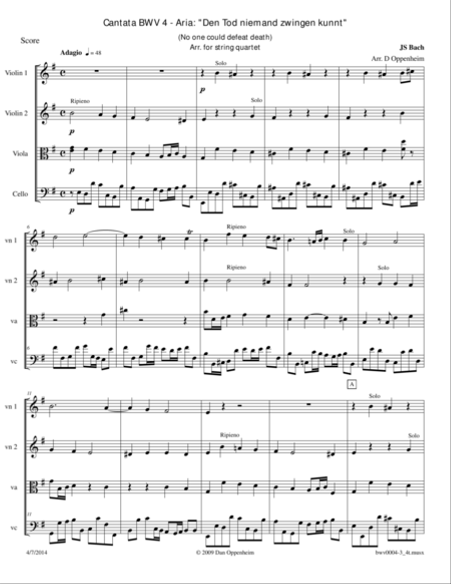 Bach: Cantata BWV 4, No 3.- Aria: 
