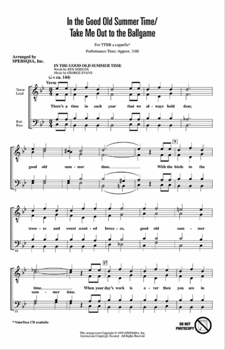 In the Good Old Summer Time/Take Me Out to the Ballgame A Cappella scores gallery preview page 2