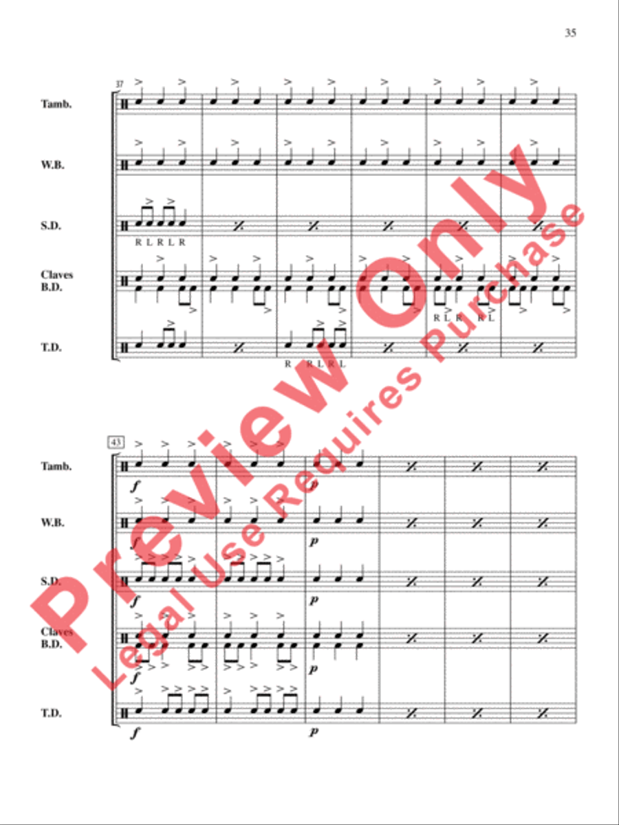 The Anthony J. Cirone Intermediate Percussion Ensemble Collection Percussion Ensemble scores gallery preview page 36