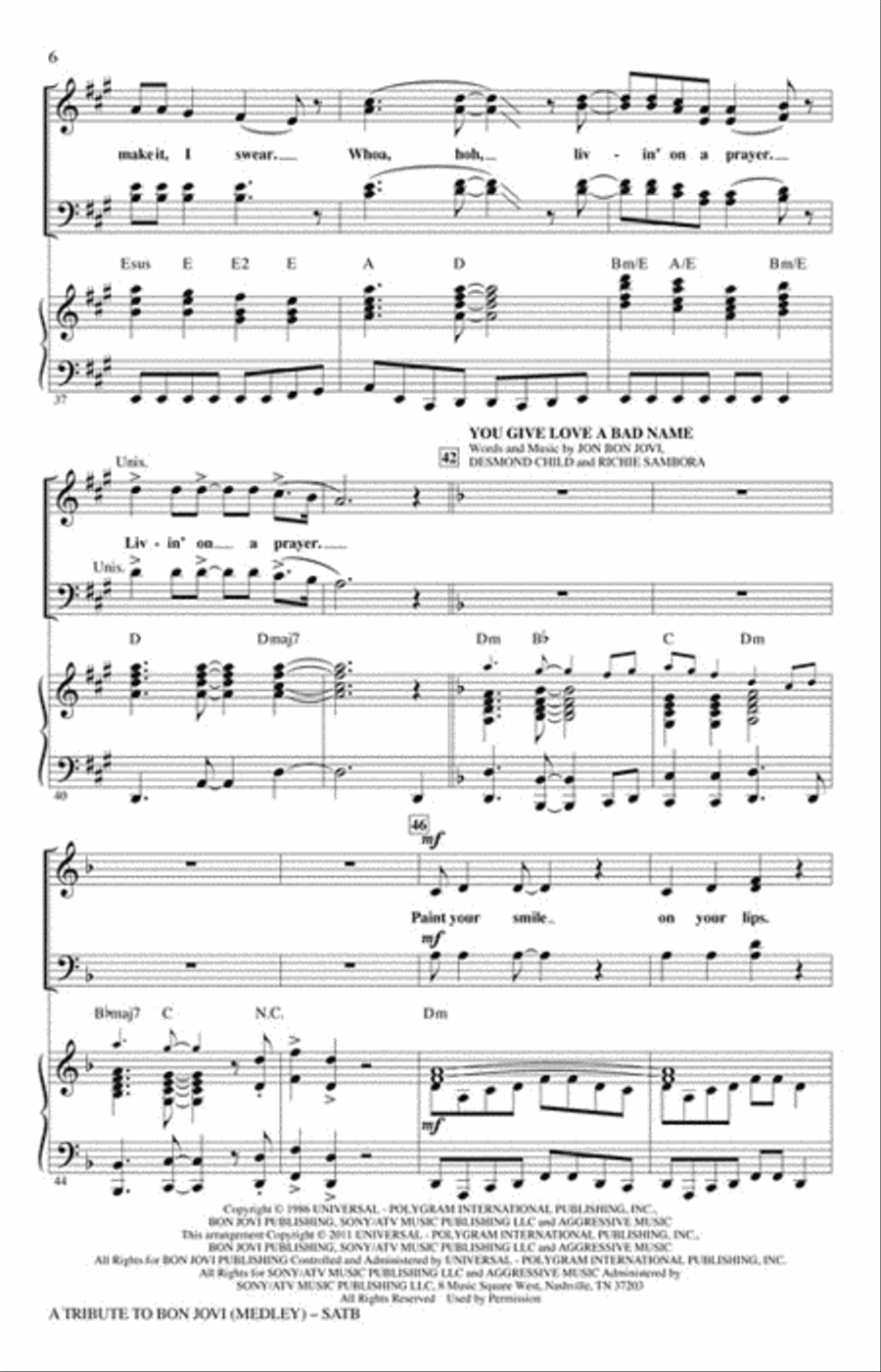 A Tribute to Bon Jovi Show Choir scores gallery preview page 3
