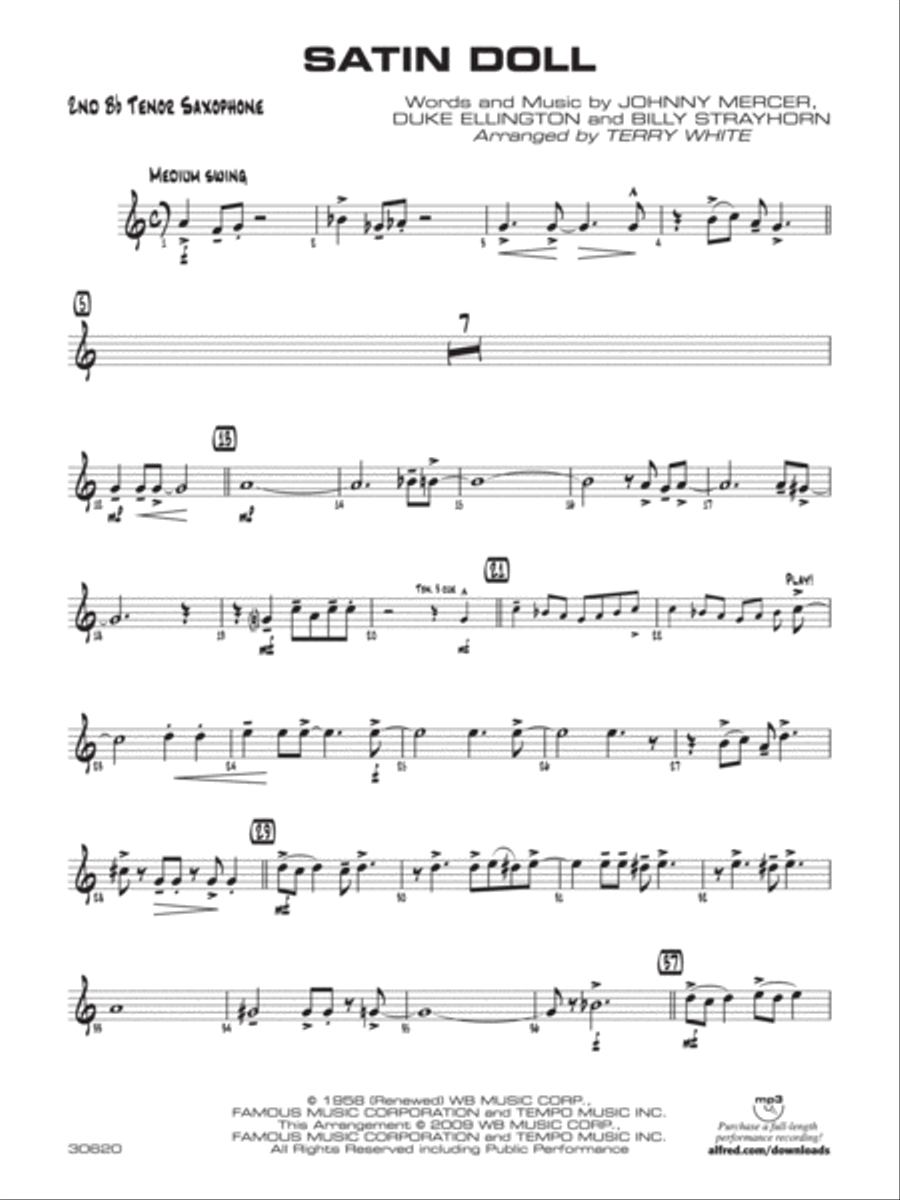 Satin Doll: 2nd B-flat Tenor Saxophone Jazz Ensemble scores gallery preview page 1