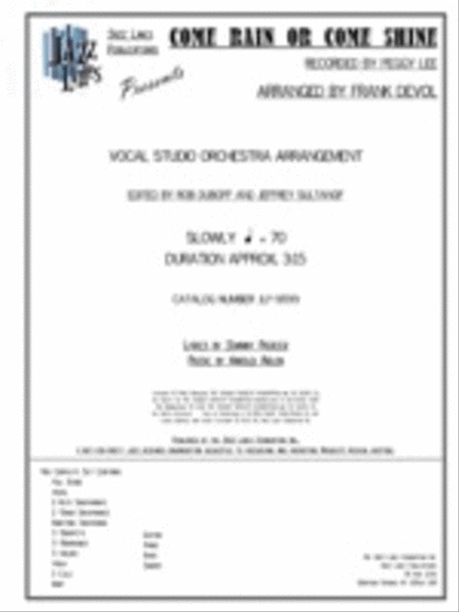 Come Rain Or Come Shine Orchestra scores gallery preview page 1