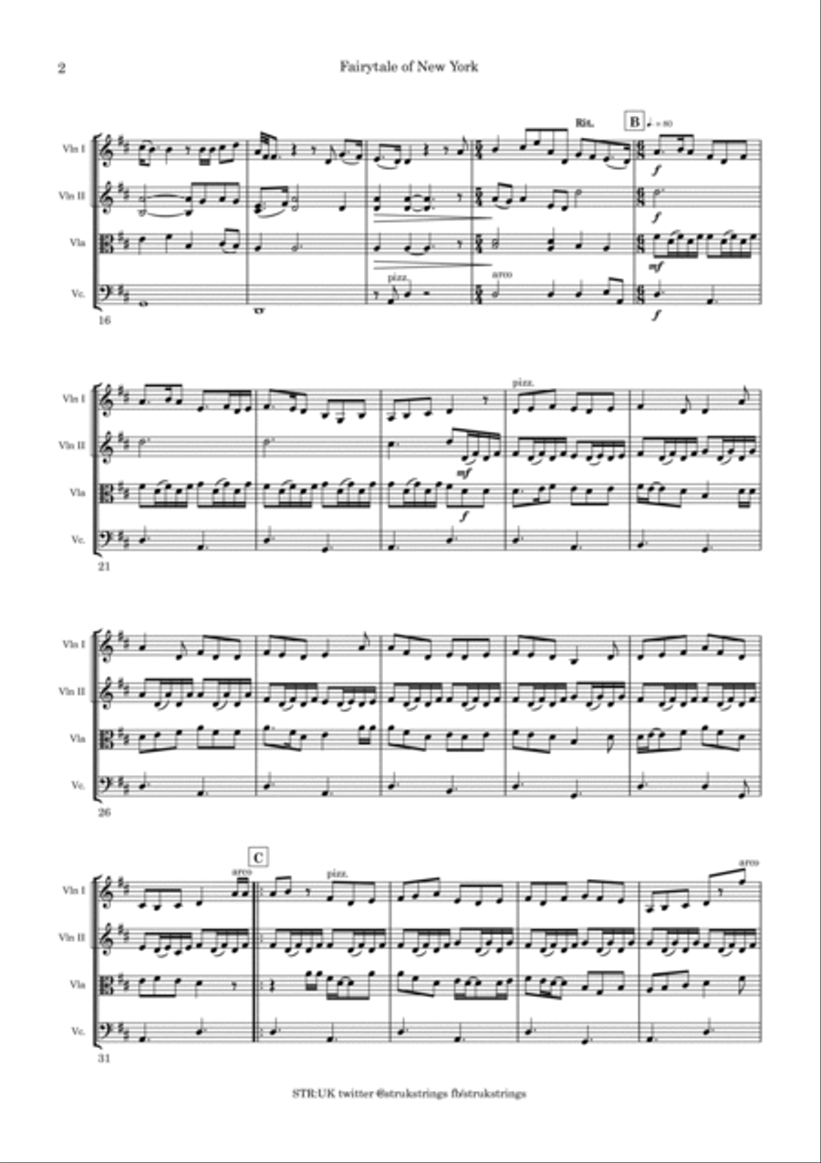 Fairytale Of New York String Quartet scores gallery preview page 3