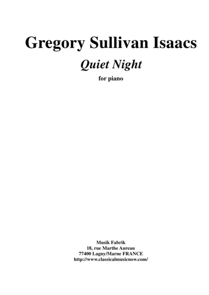 Gregory Sullivan Isaacs: Quiet Night for piano solo