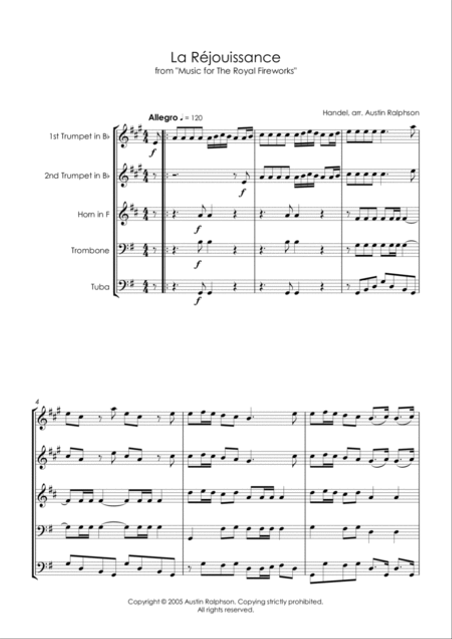 La Rejouissance (Fireworks) - brass quintet La Rejouissance (Fireworks) - brass quintet Brass Quintet scores gallery preview page 5
