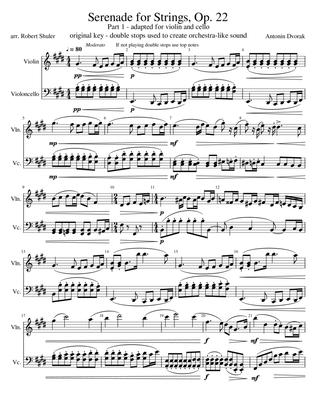Dvorak Serenade for Strings part 1 - Violin/Cello duet