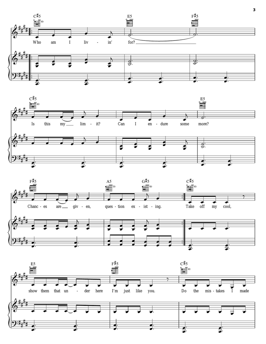Question Existing Piano, Vocal, Guitar scores gallery preview page 3