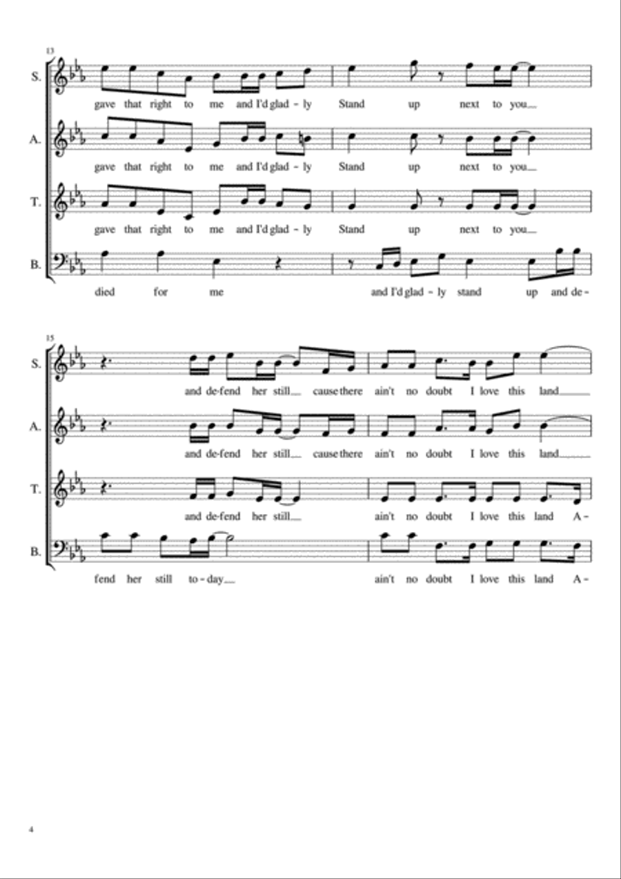 God Bless The U.S.A. God Bless The U.S.A. 4-Part scores gallery preview page 4