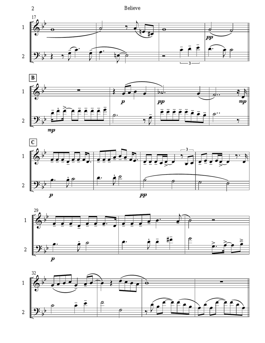 Believe E-Flat Instrument scores gallery preview page 3