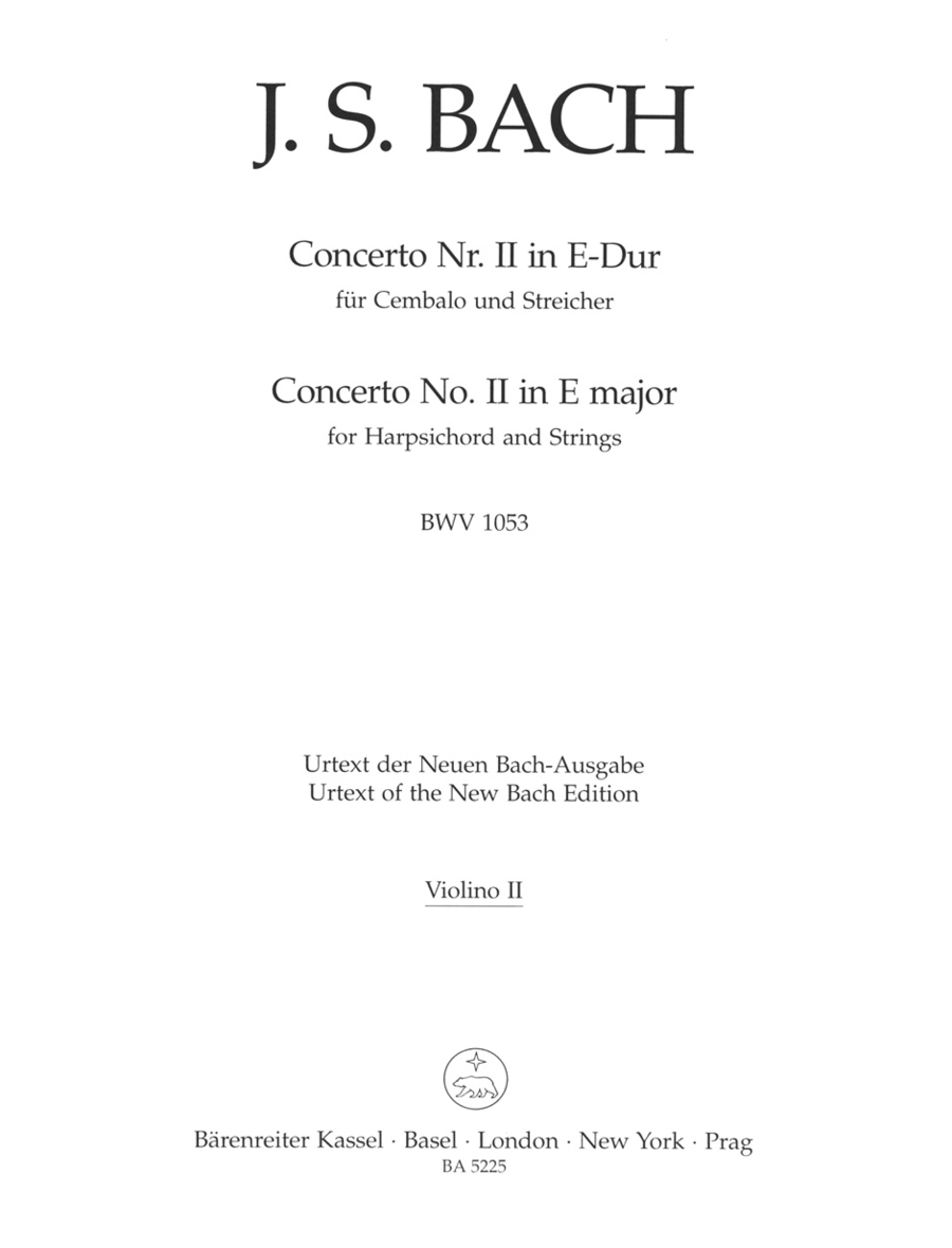 Concerto for Harpsichord and Strings No. 2 E major BWV 1053 Violin scores gallery preview page 1