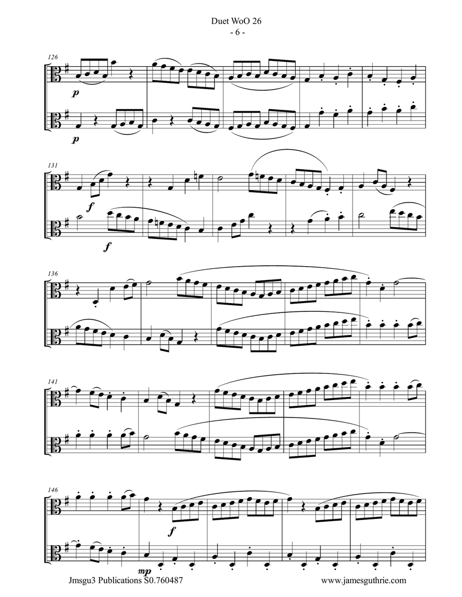Beethoven: Duet WoO 26 for Viola Duo String Duet scores gallery preview page 6
