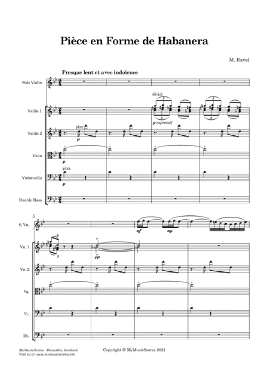 Ravel Pièce en Forme de Habanera String Orchestra scores gallery preview page 2