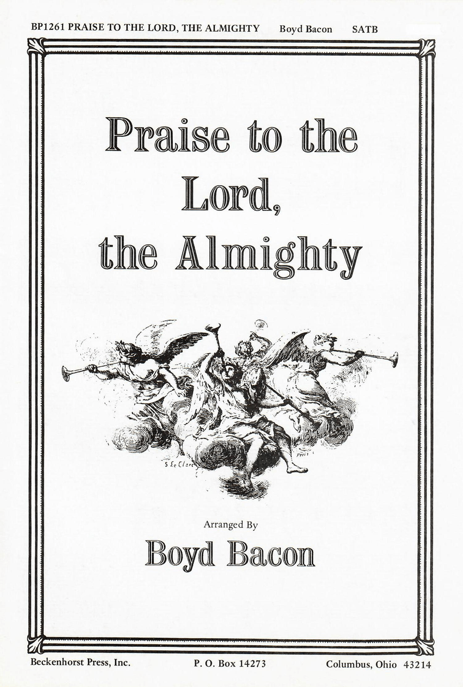 Praise to the Lord, the Almighty - Bacon 4-Part scores gallery preview page 1