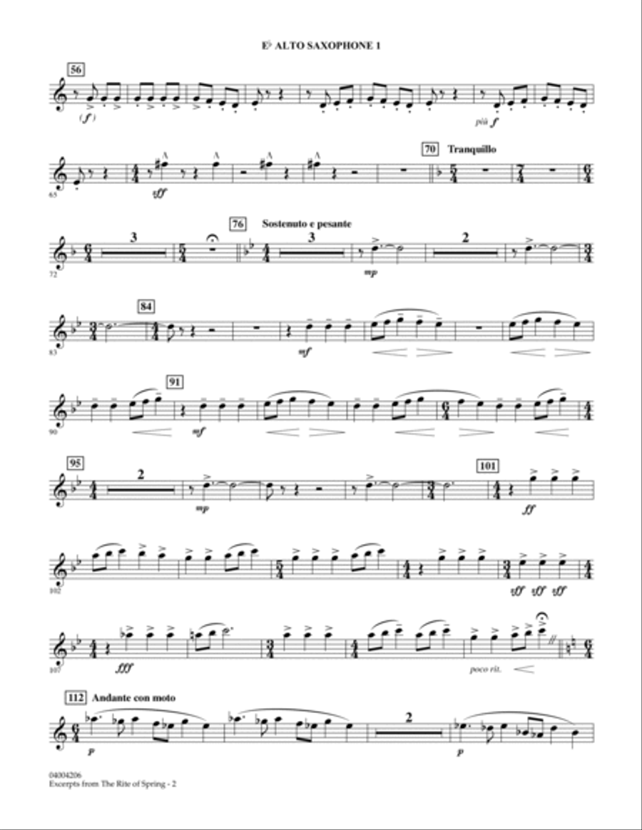Excerpts from The Rite of Spring - Eb Alto Saxophone 1 Alto Saxophone scores gallery preview page 2