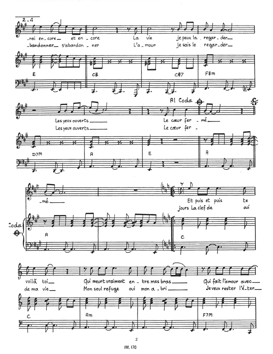 Le Coeur Ferme Le Coeur Ferme Piano, Vocal scores gallery preview page 2