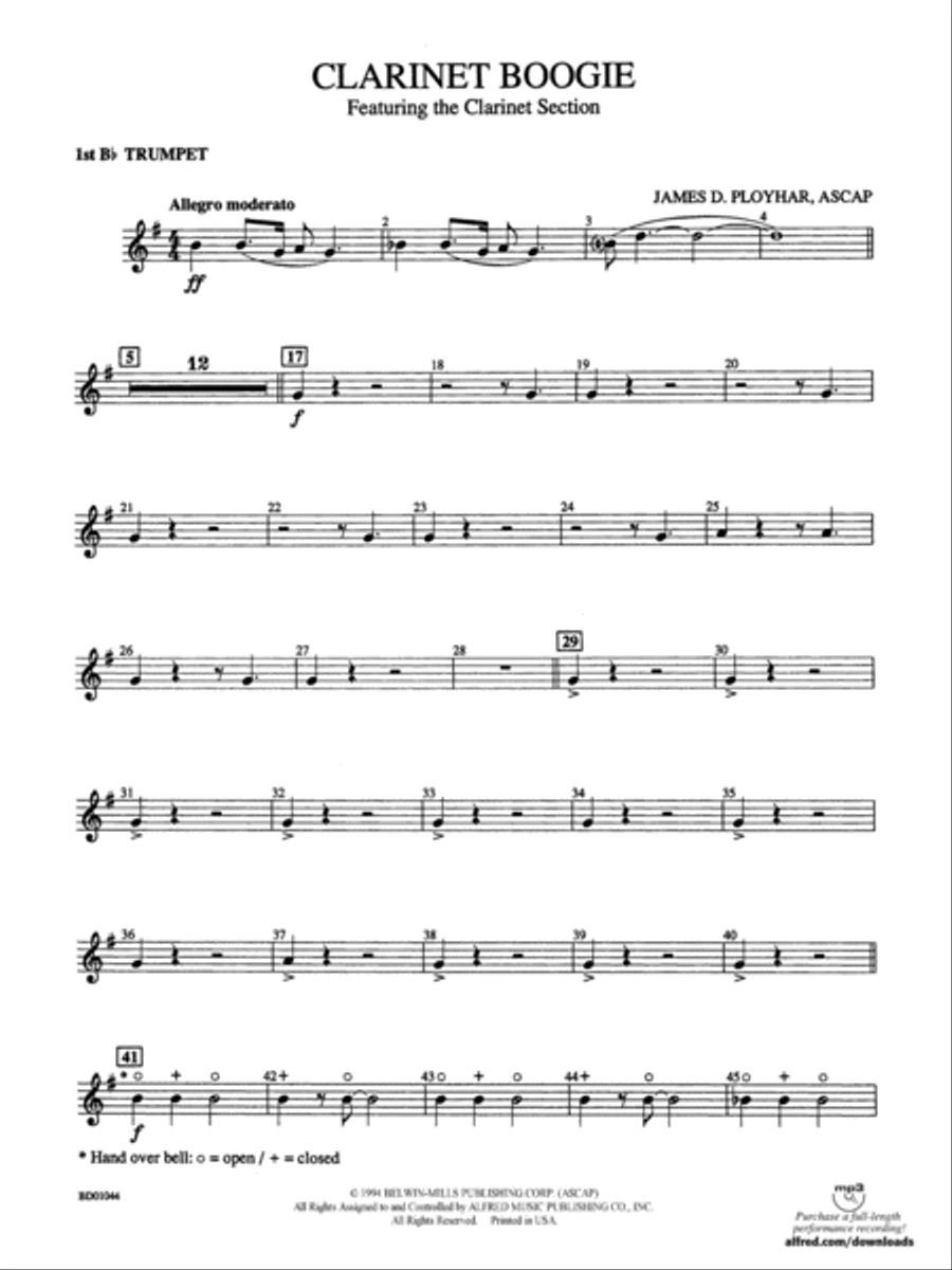 Clarinet Boogie: 1st B-flat Trumpet