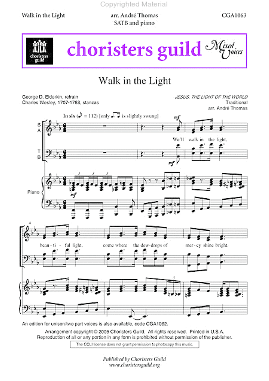 Walk in the Light (SATB) 4-Part scores gallery preview page 2