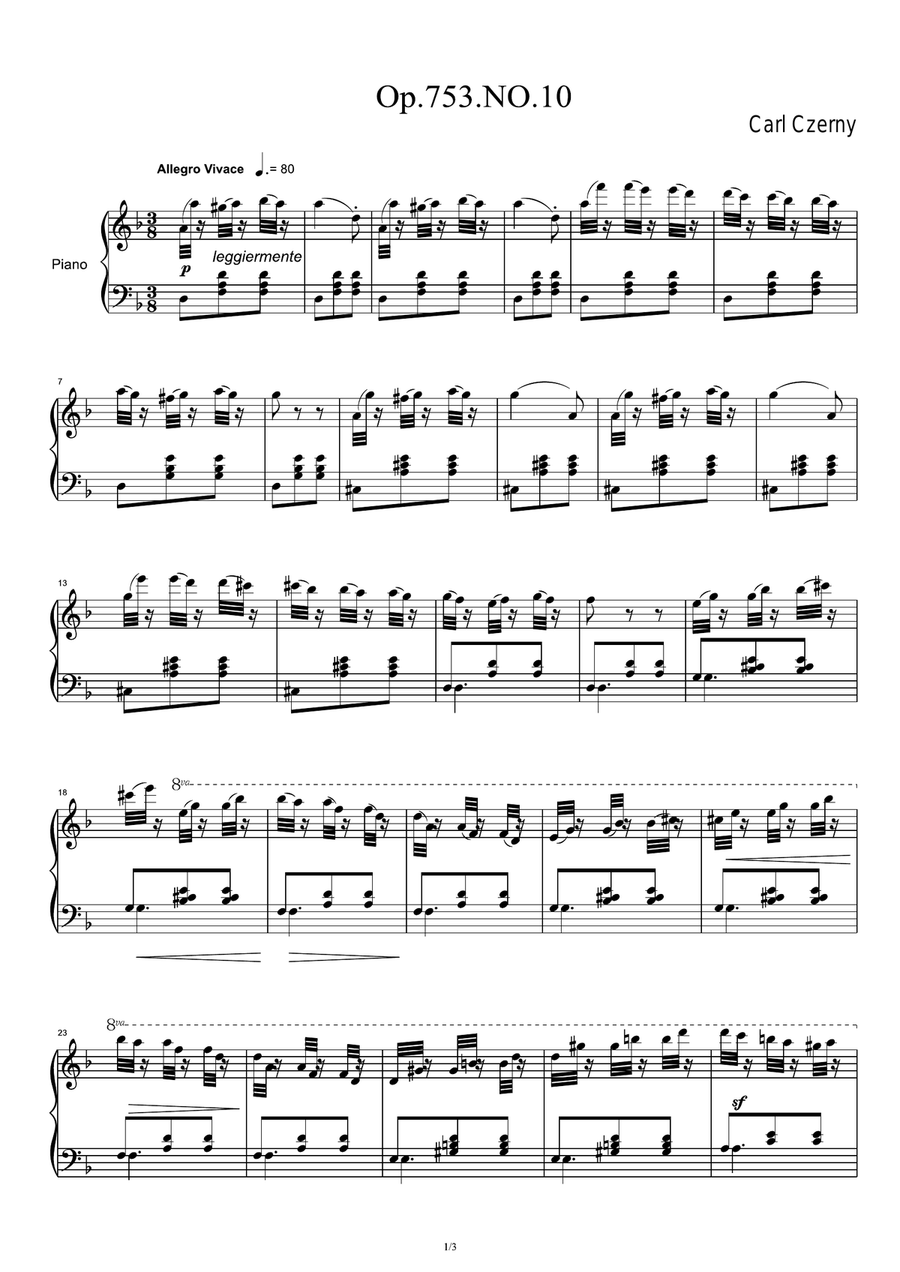 Czerny Op.753 No.10 Piano Solo scores gallery preview page 1