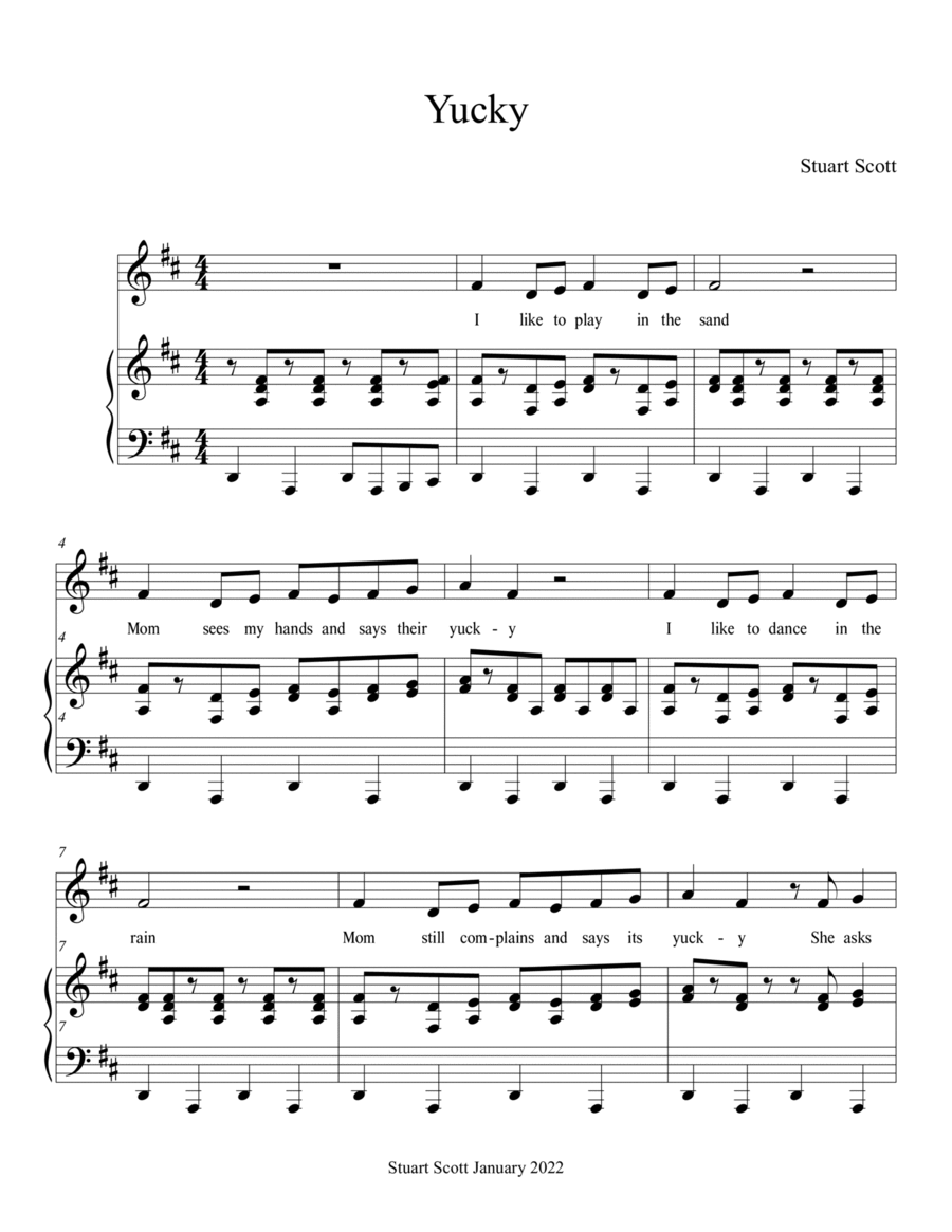 Yucky Unison Choir scores gallery preview page 1