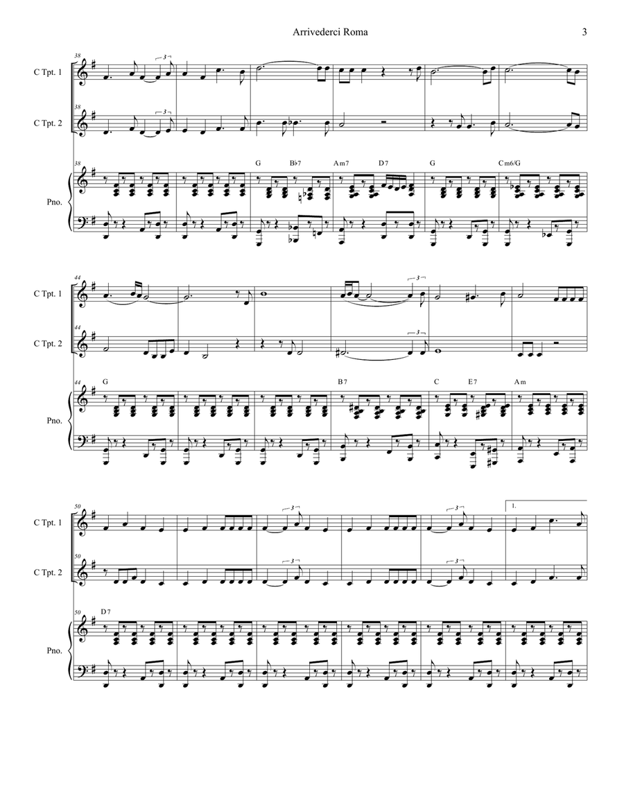 Arrivederci Roma (goodbye To Rome) Trumpet Duet scores gallery preview page 3