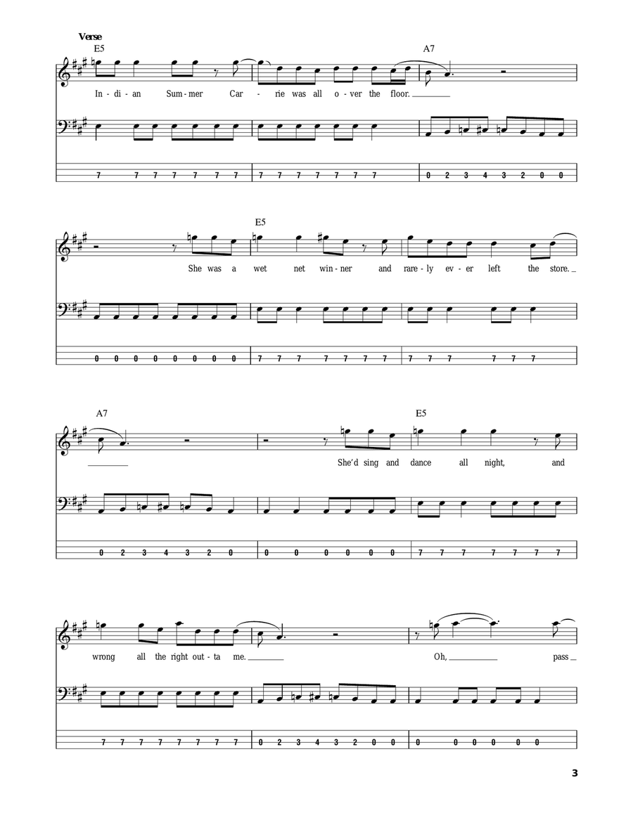 Draw The Line Bass Guitar Tablature scores gallery preview page 3