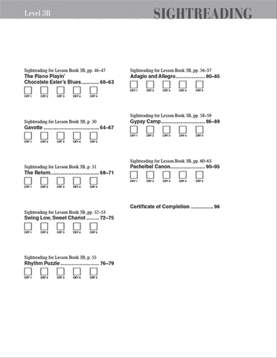 Level 3B - Sightreading Book Piano Method scores gallery preview page 3