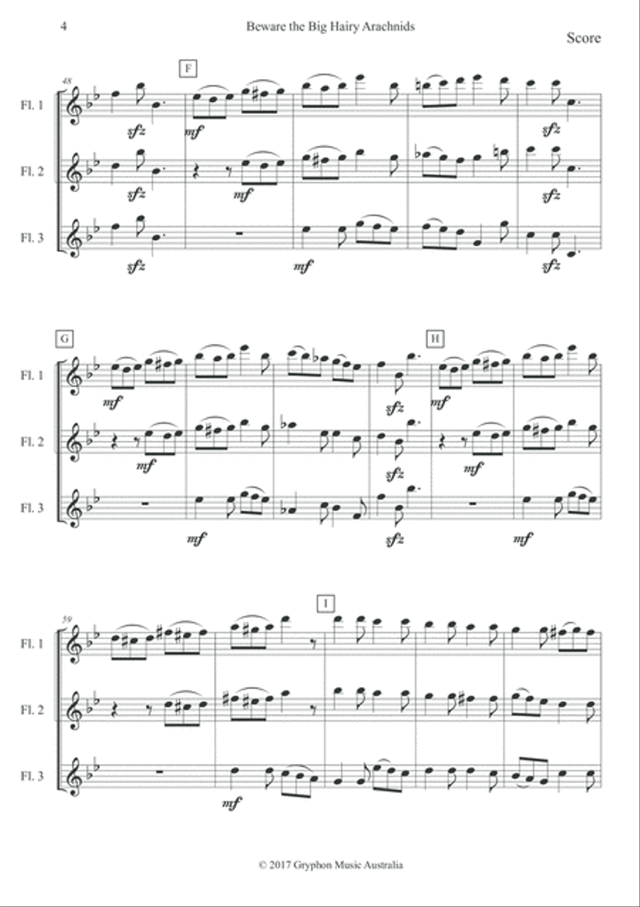 Beware the Big Hairy Arachnids for Flute Trio Flute Trio scores gallery preview page 5