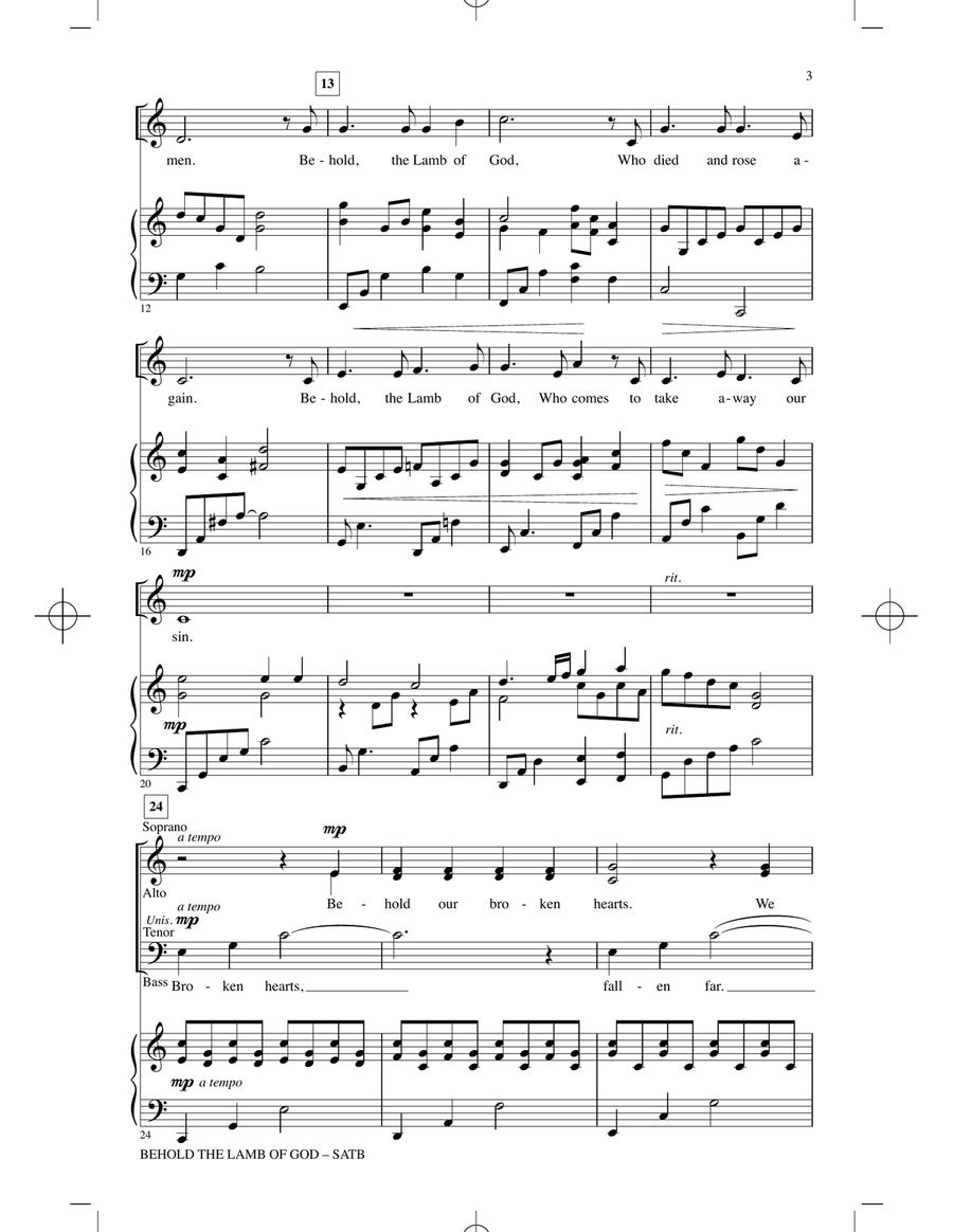 Behold The Lamb Of God 4-Part scores gallery preview page 2