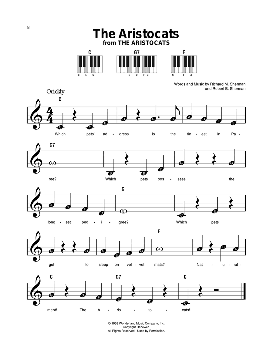 The Aristocats The Aristocats Easy Piano scores gallery preview page 1