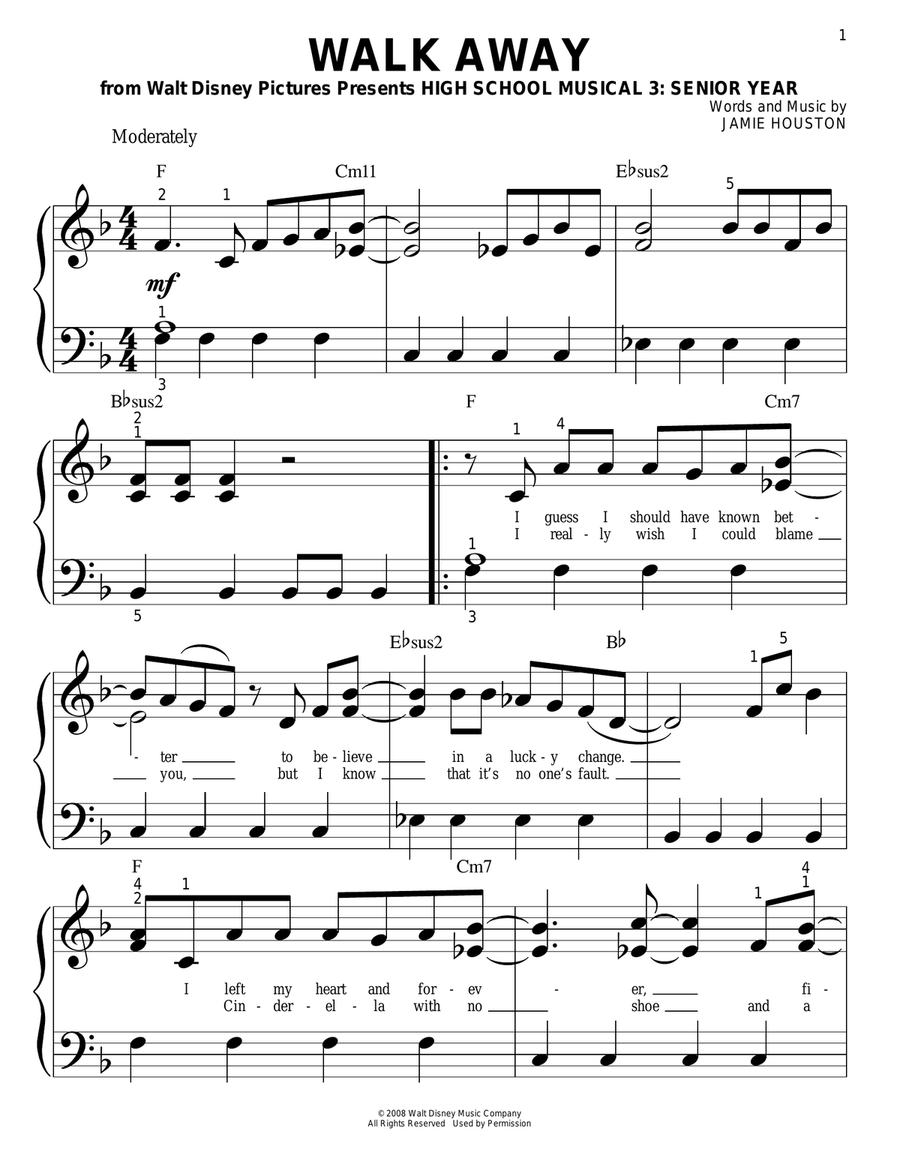 Walk Away Easy Piano scores gallery preview page 1