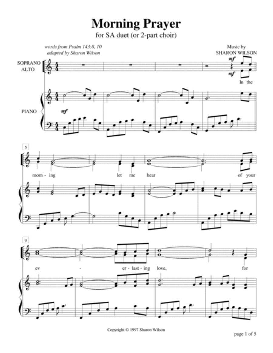 Morning Prayer - Psalm 143 (for SA duet with piano) SA scores gallery preview page 3