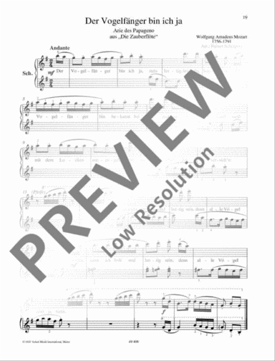 Der Vogelfänger bin ich ja Piano Duet scores gallery preview page 3