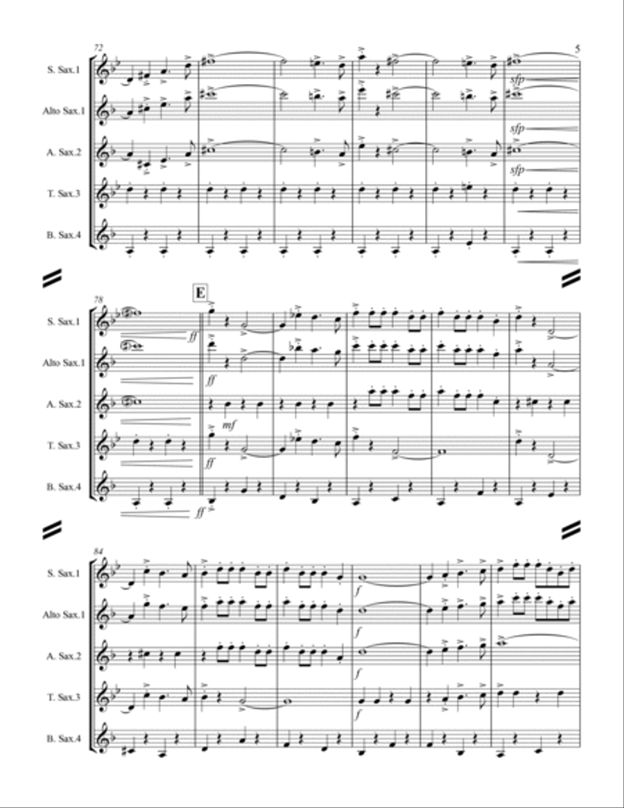 March - National Emblem (for Saxophone Quartet SATB or AATB) Saxophone Quartet scores gallery preview page 6